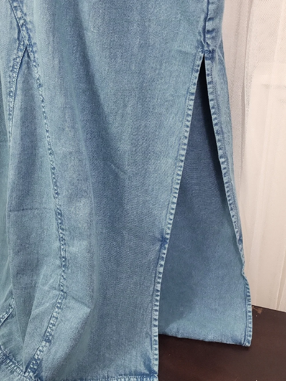 NWOT Free People mad love small denim midi dress‎ in Skyfall. Size M